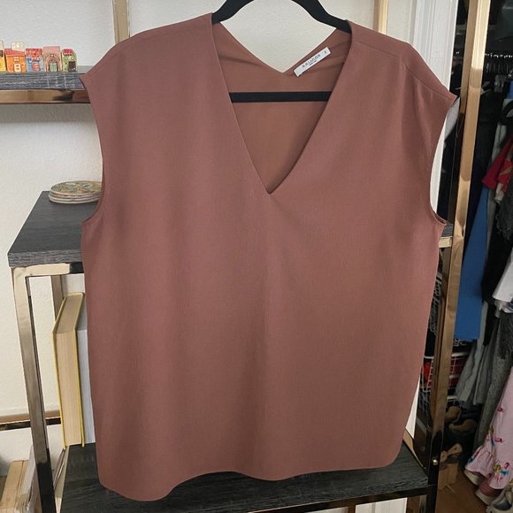 MM Lafleur Tops - MMLaFleur Muted Rust Brown Blouse Short Sleeve Shirt